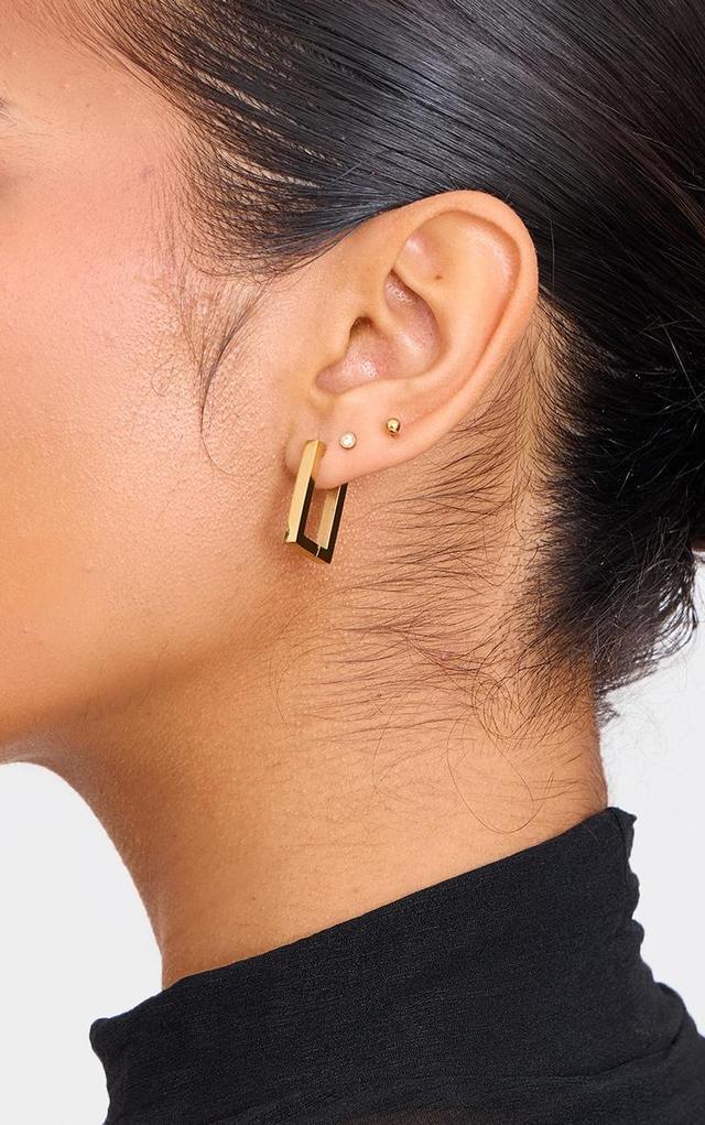 Gold Water Resistant Rectangular Hoop Earrings Product Image