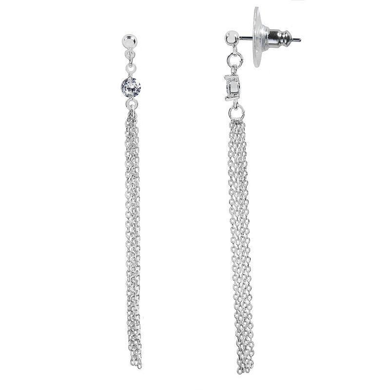 LC Lauren Conrad Cubic Zirconia Nickel Free Chain Tassel Drop Earrings, Womens, Silver Product Image