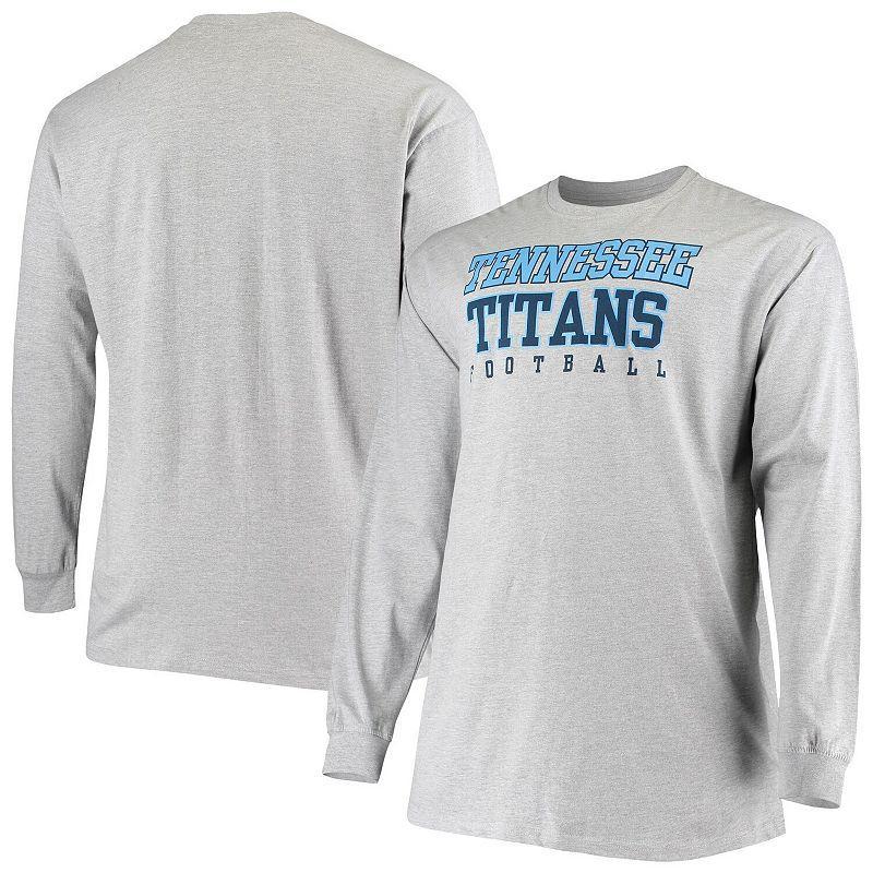 Men's Fanatics Branded Heathered Gray Tennessee Titans Big & Tall Practice Long Sleeve T-Shirt Product Image