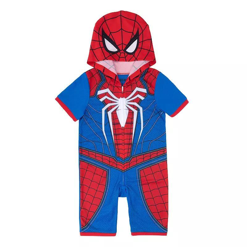 Boys 4-10 Marvel Spider-Man Hooded Pajama Romper, Boys Product Image