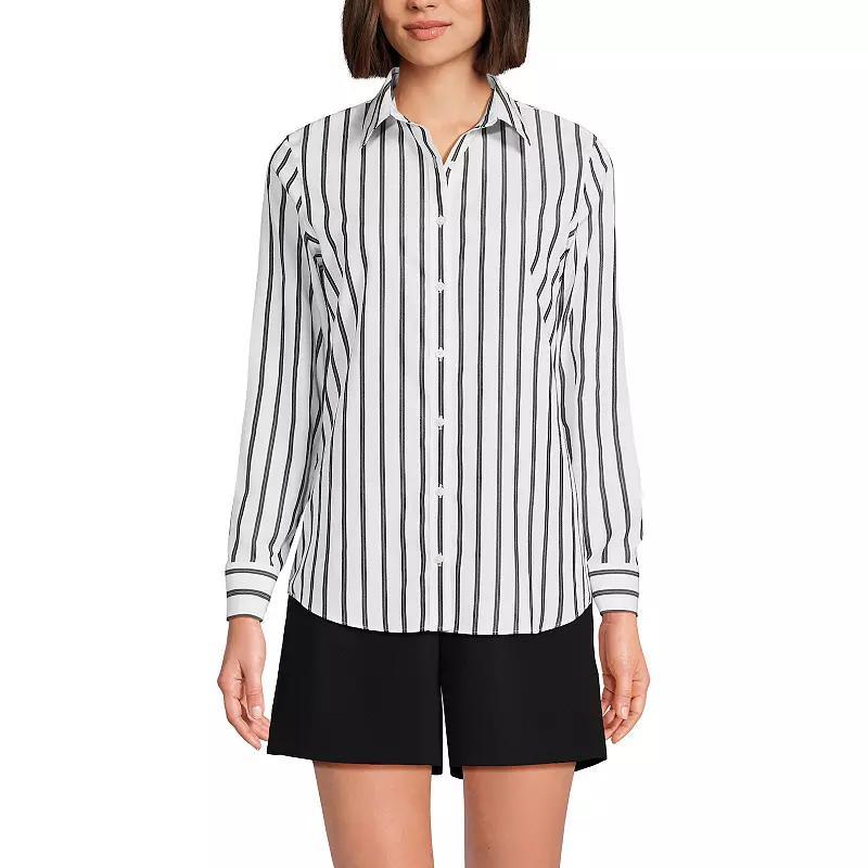 Petite Lands End No Iron Supima Cotton Long Sleeve Shirt, Womens Oxford Product Image