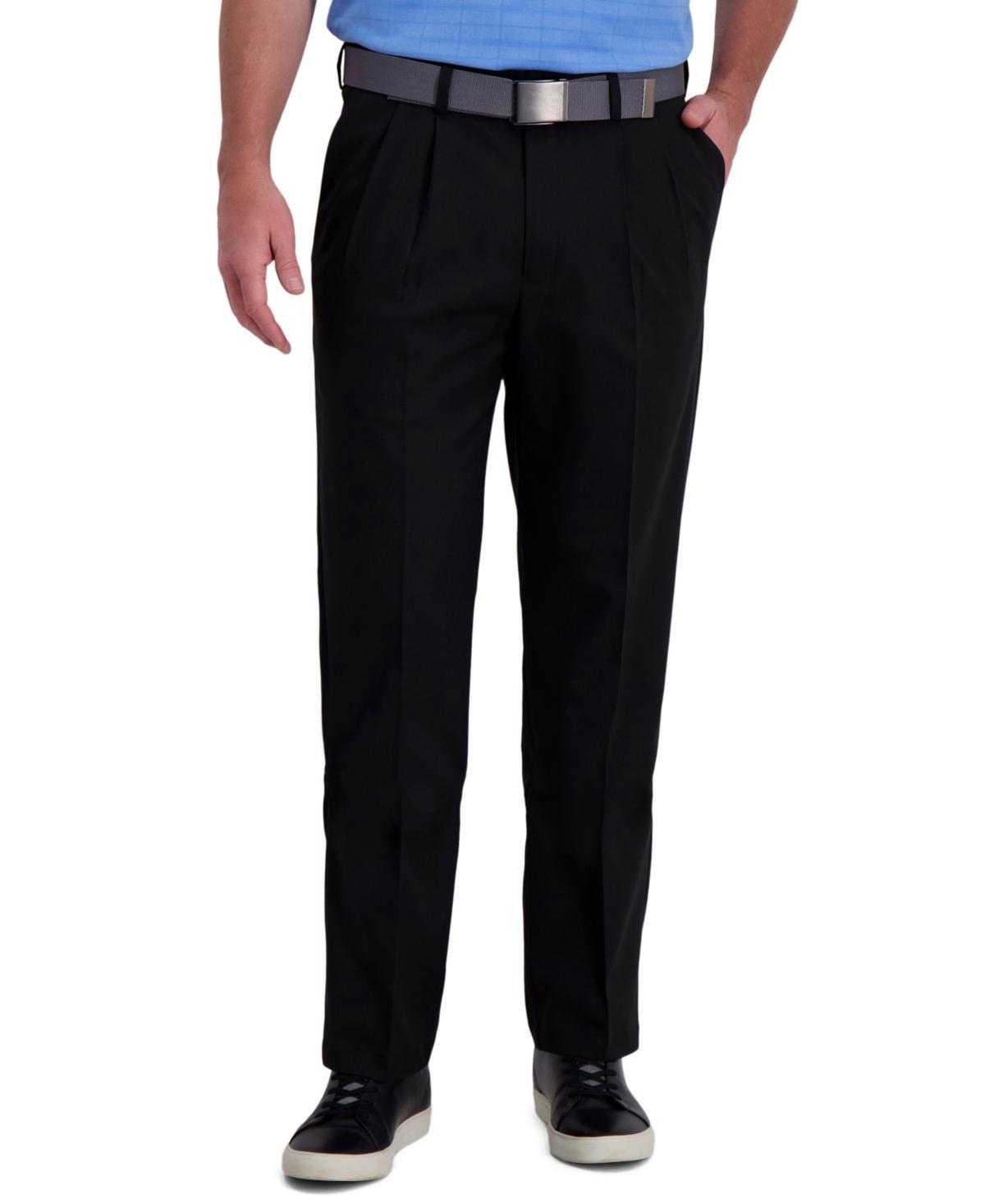 Mens Haggar Cool Right Performance Flex Classic-Fit Pleated Pants Product Image