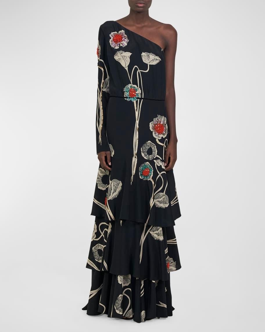 Peace Poetry One-Shoulder Tiered Maxi Dress Product Image