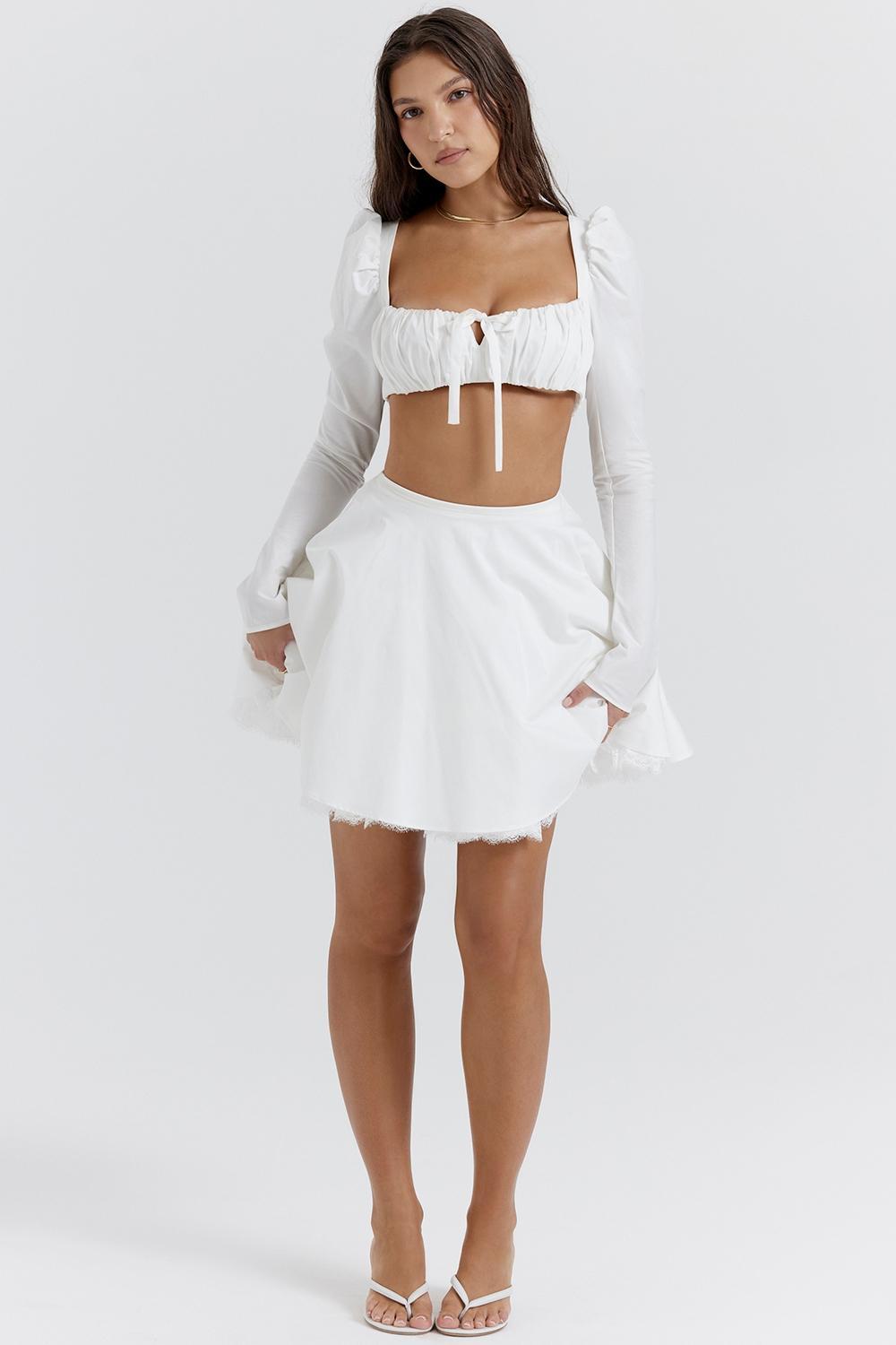 Nahla White Bow Mini Skirt Product Image