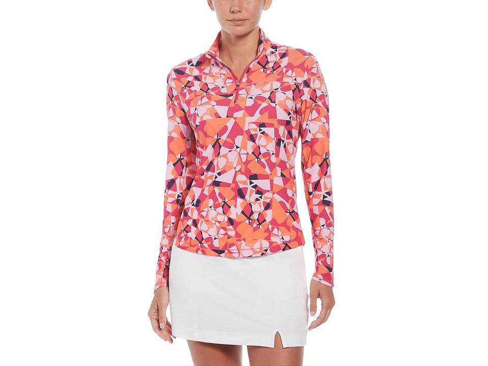 Callaway Geometric Floral Long Sleeve Sun Protection (Pink Peacock) Women's Clothing Product Image