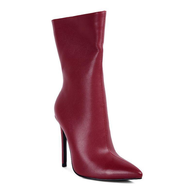 London Rag Micah Womens Stiletto High Ankle Boots Dark Red Product Image