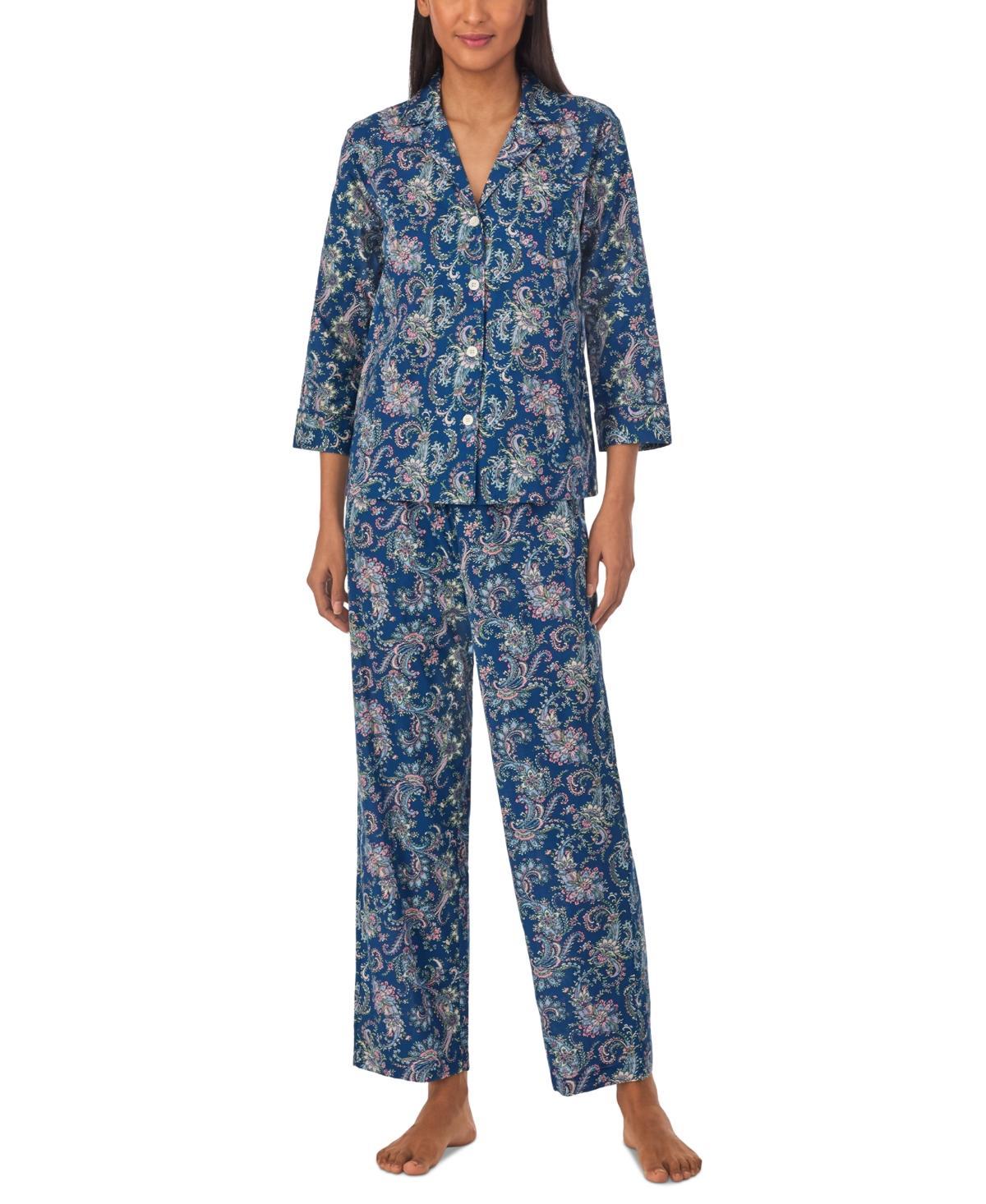 Lauren Ralph Lauren Womens 2-Pc. 3/4-Sleeve Printed Pajamas Set Product Image