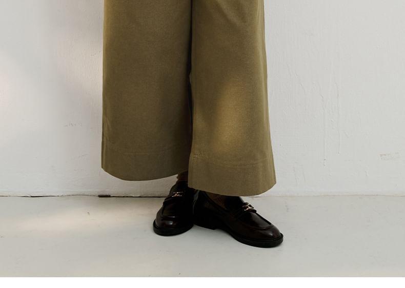 High Rise Plain Pleated Wide Leg Pants Product Image