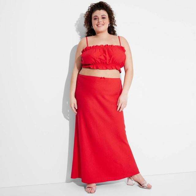 Womens Linen Bow-Front Maxi Skirt - Wild Fable Red 4X Product Image