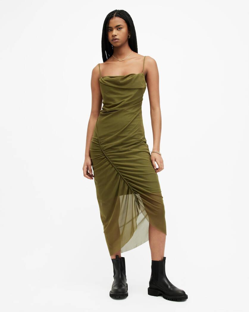 Ulla Mesh Draped Midi Dress Product Image