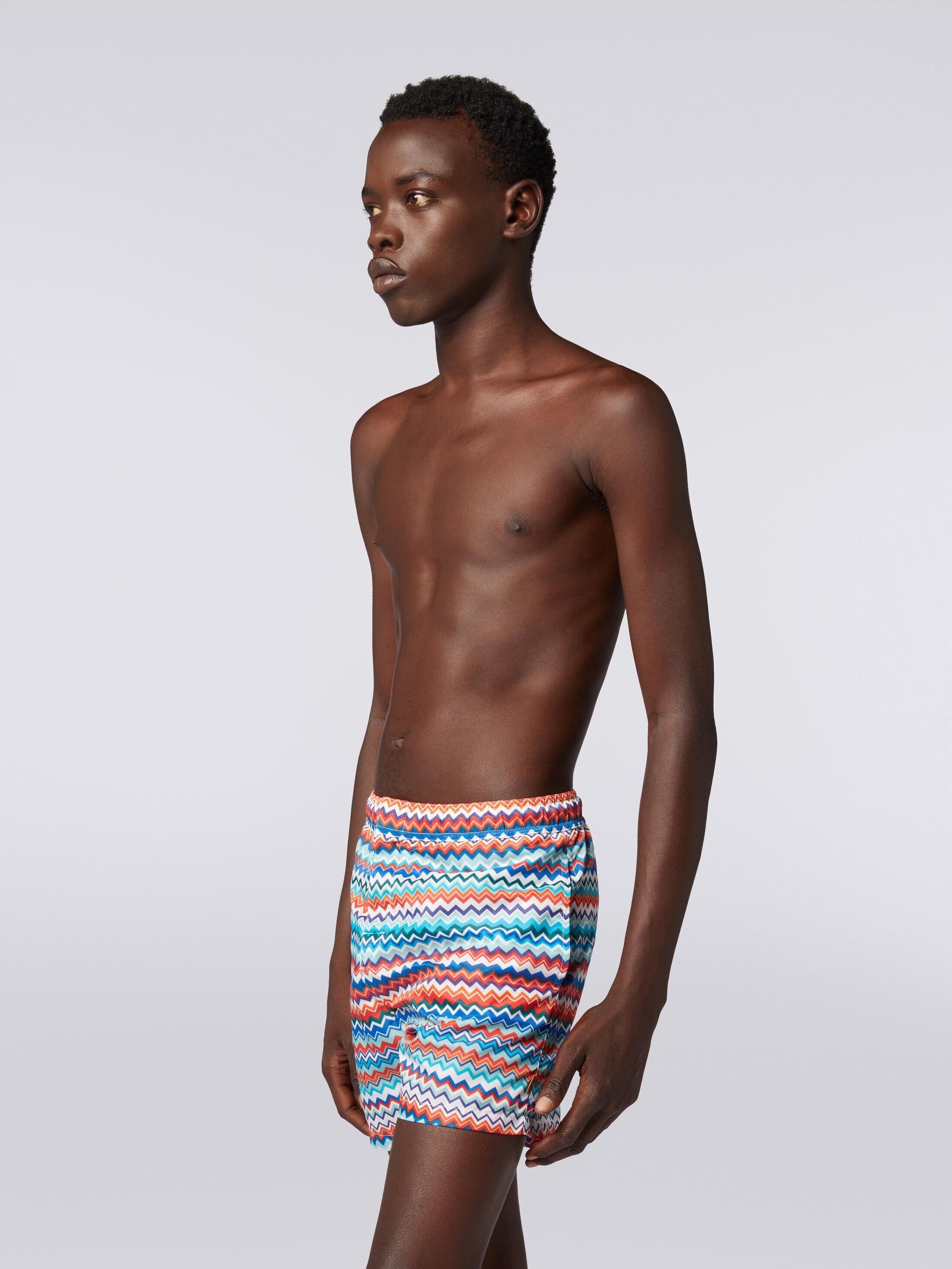 Swimming trunks in zigzag print nylon Product Image