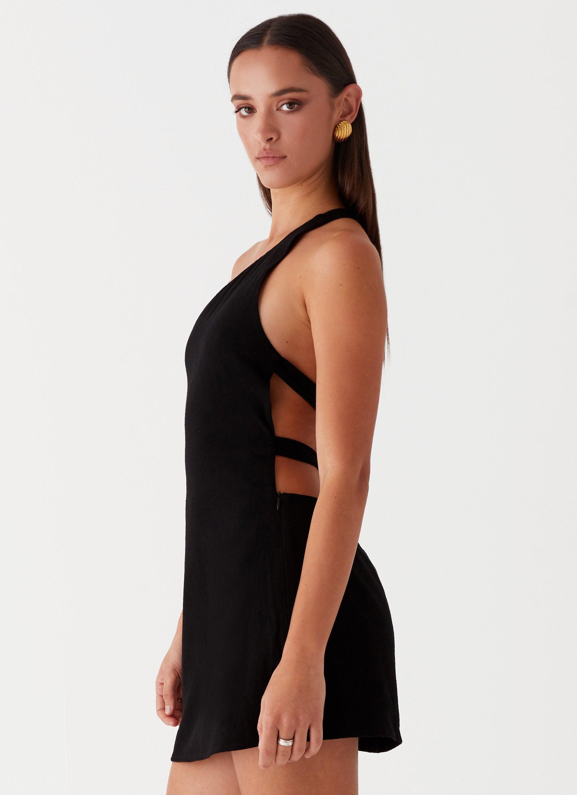 Emilee Tie Back Mini Dress - Black Product Image