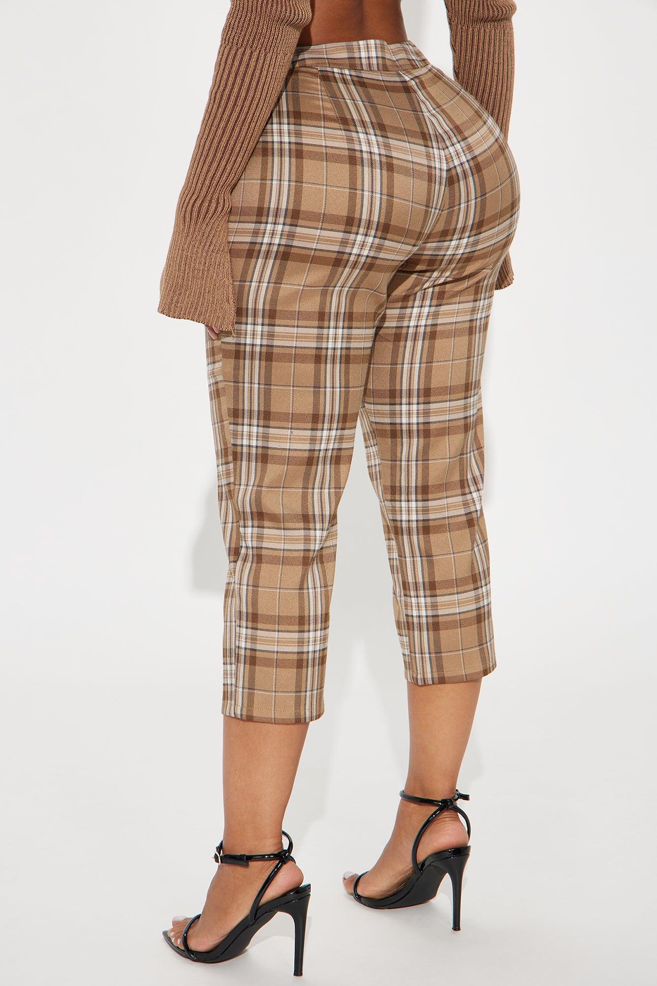 Business As Usual Plaid Capri Pant - Brown Product Image