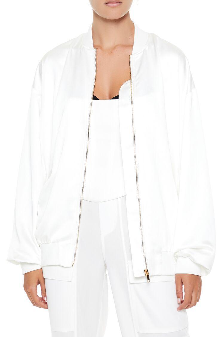 Satin Zip-Up Bomber Jacket | Forever 21 Product Image