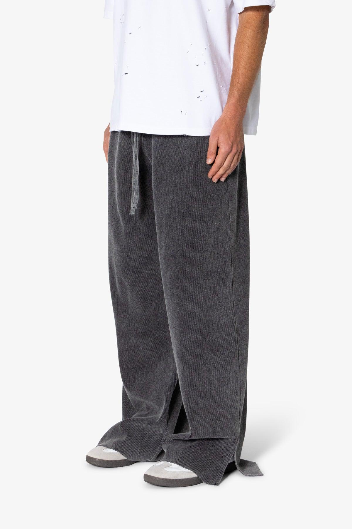 Ribbed Lightweight Washed Sweatpants - Black Product Image