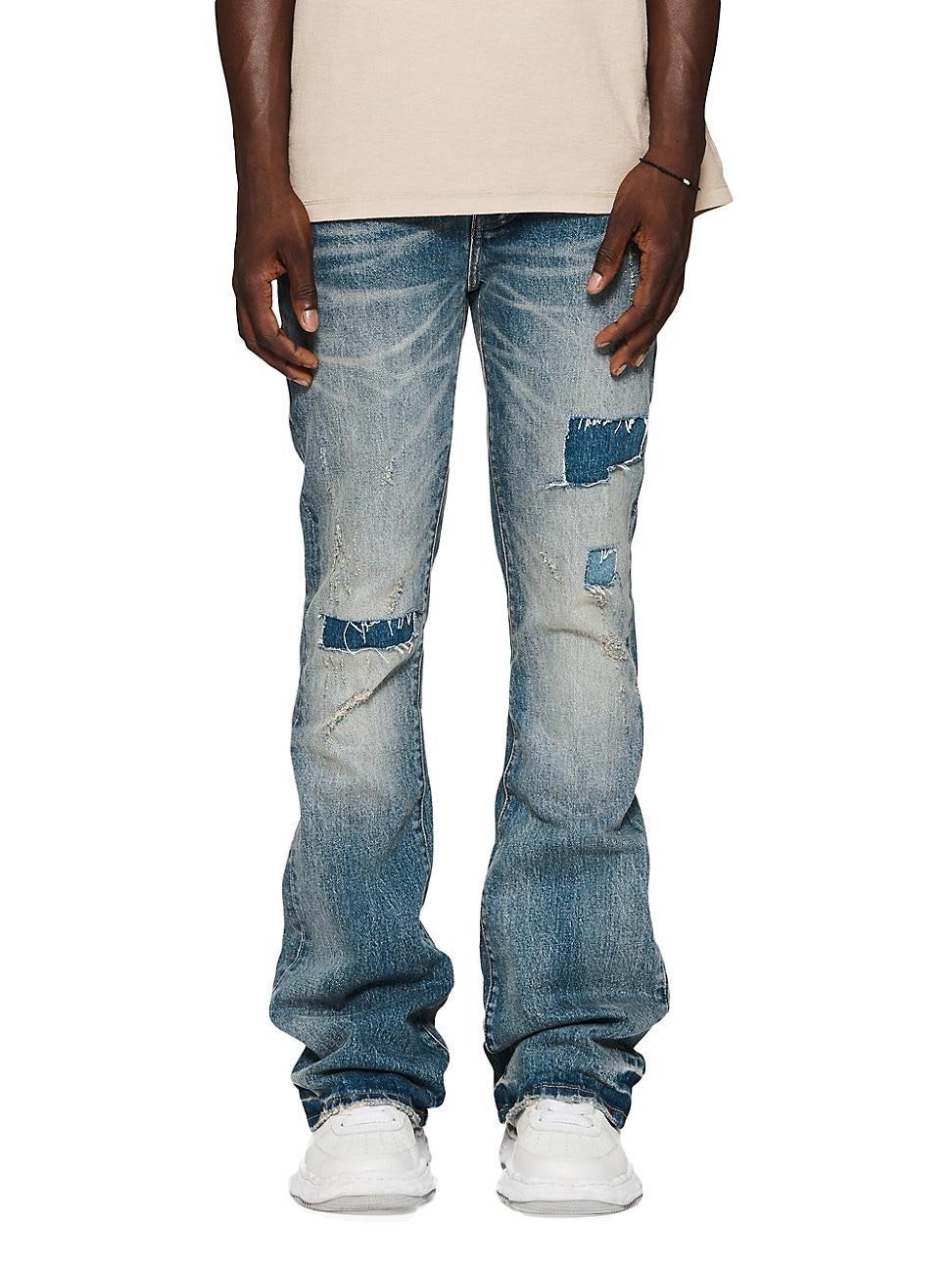 Mens Patch Repair Flare Jeans Product Image