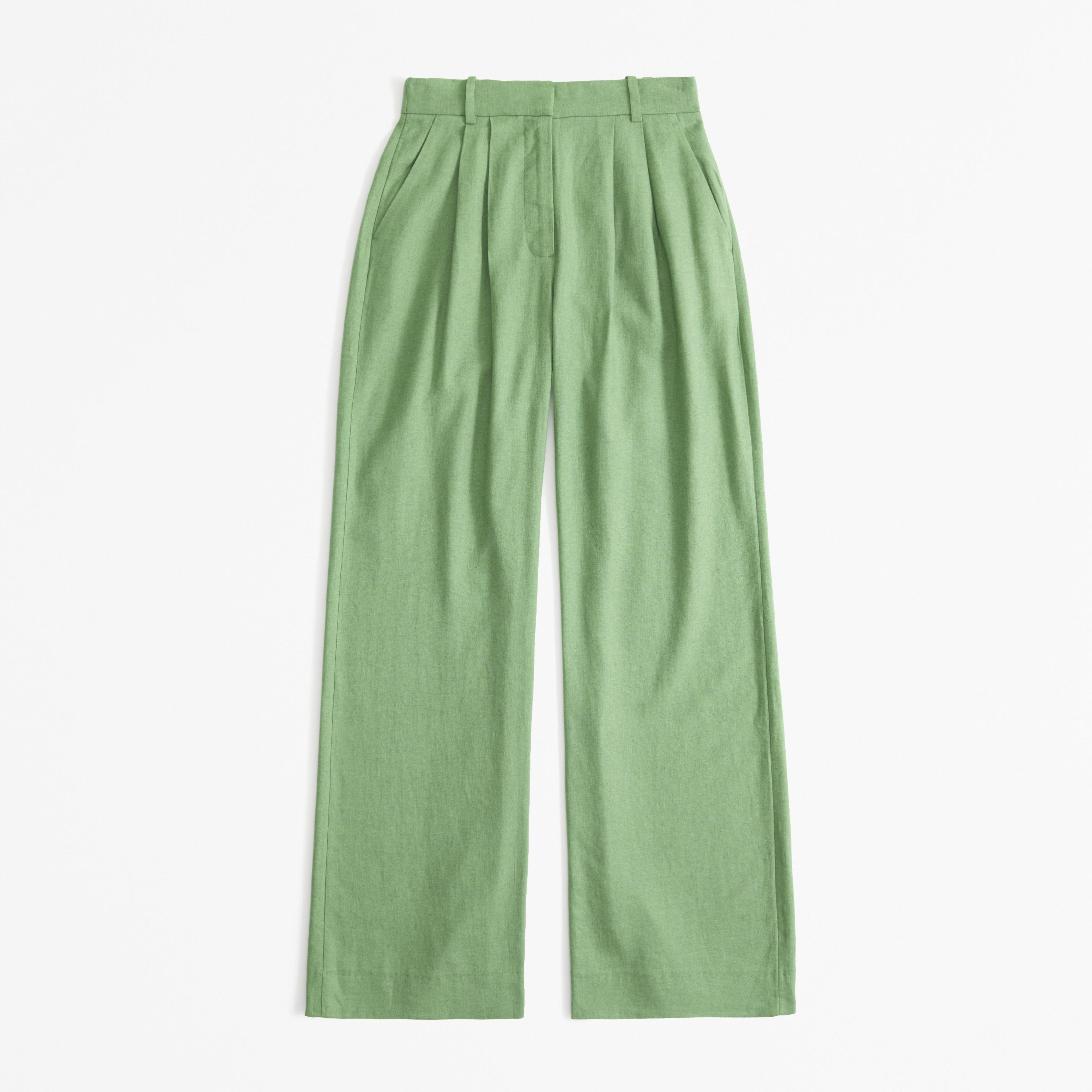 Curve Love A&F Sloane Tailored Linen-Blend Pant Product Image