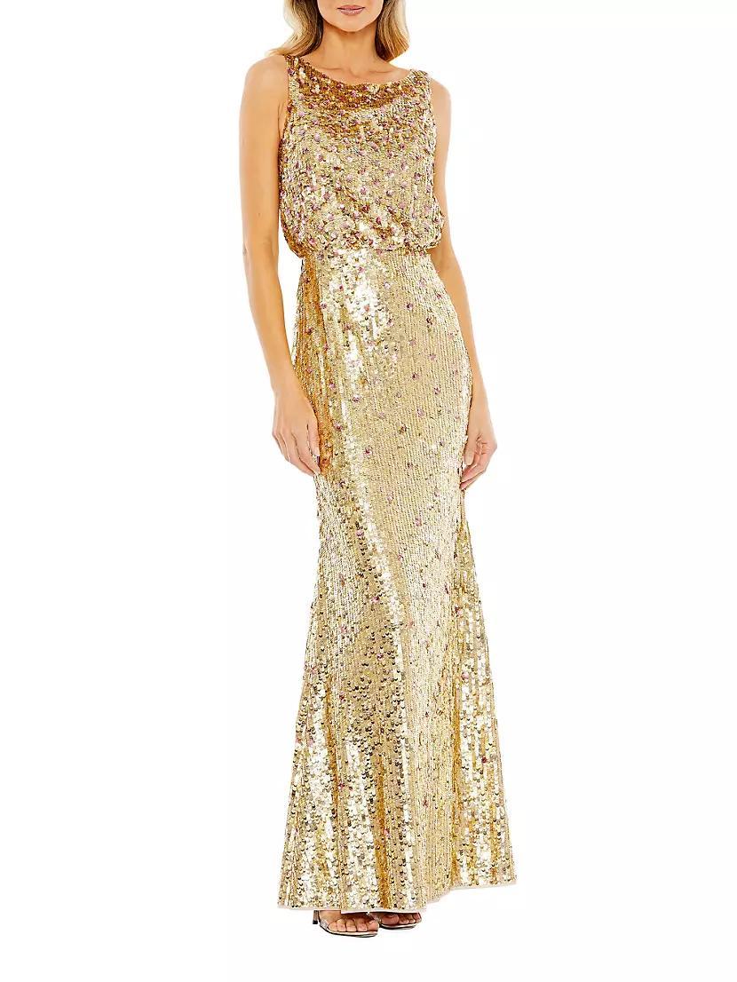 Sequin Sleeveless Boatneck Gown product image