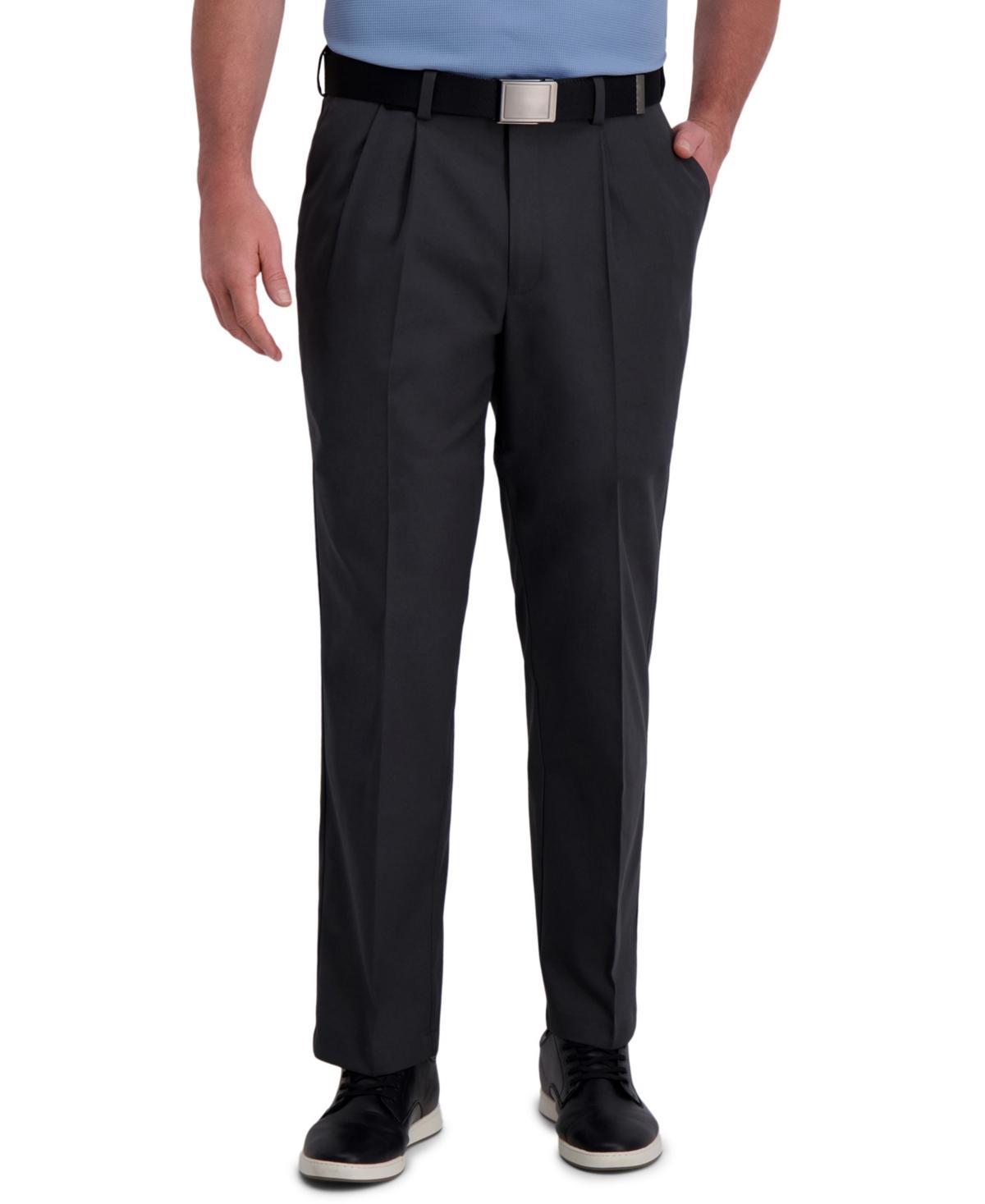 Mens Haggar Cool Right Performance Flex Classic-Fit Pleated Pants Product Image