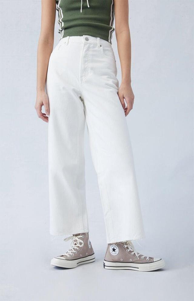 Women's Eco White Cropped Wide Leg Jeans Product Image