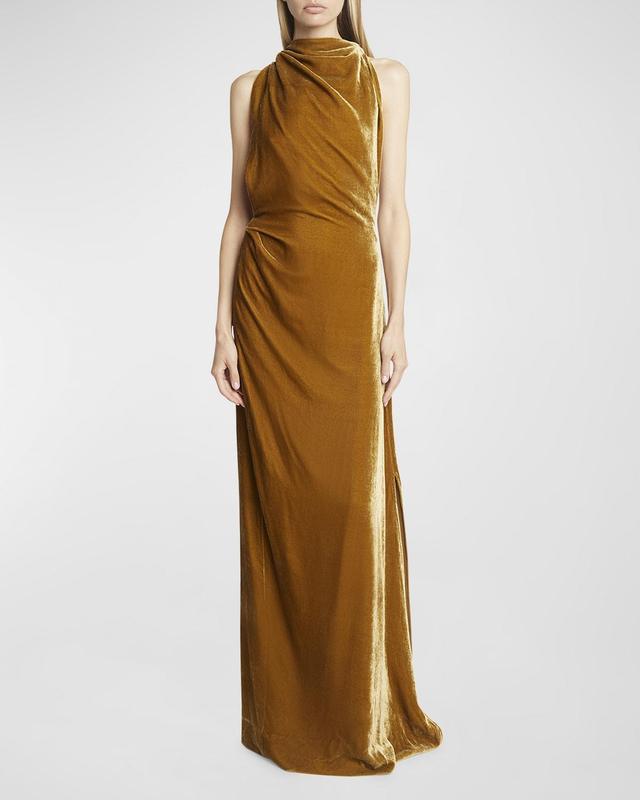 Womens Velvet Twist-Back Gown Product Image