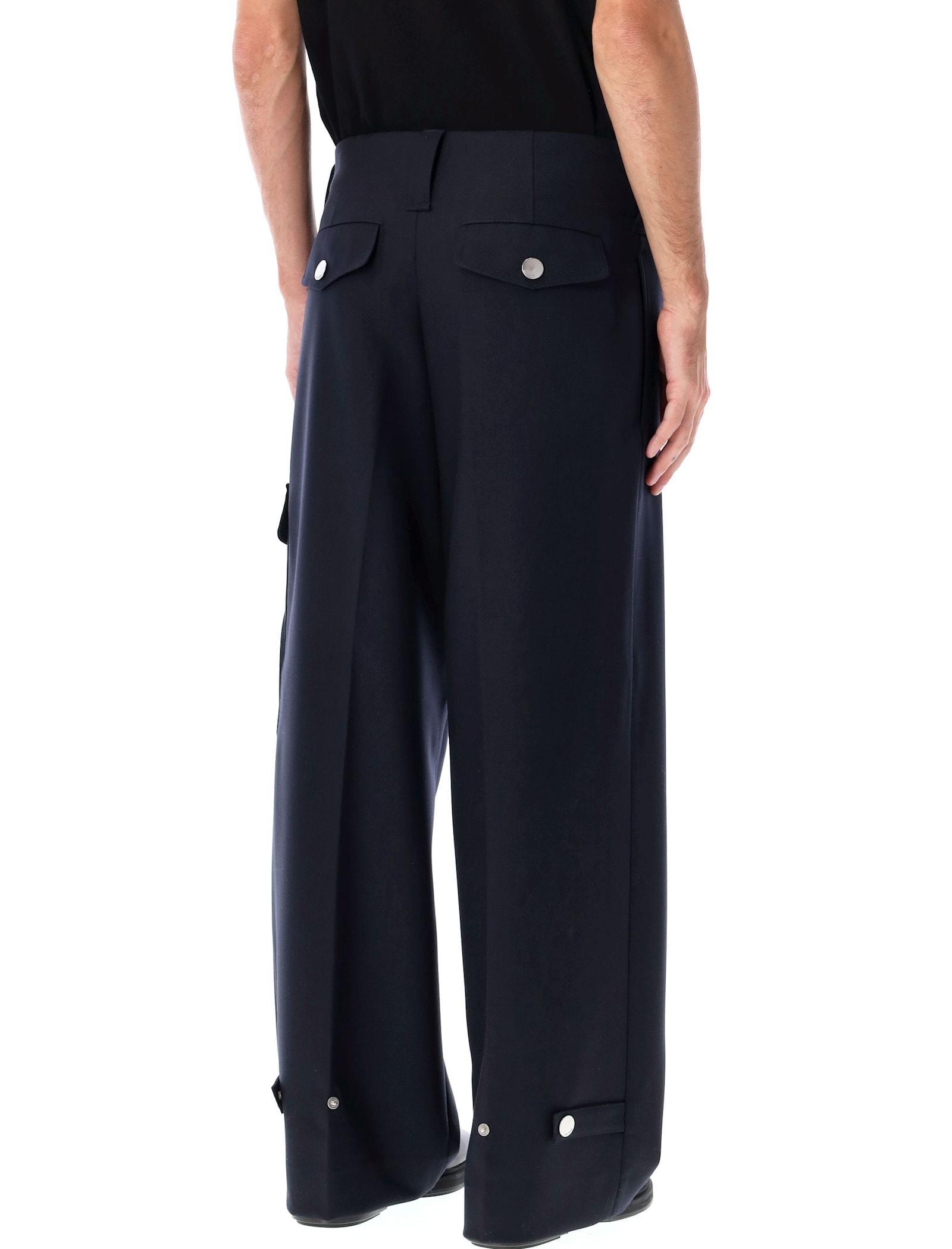 AMI ALEXANDRE MATTIUSSI Straight Wool Gabardine Cargo Pants In Black Product Image