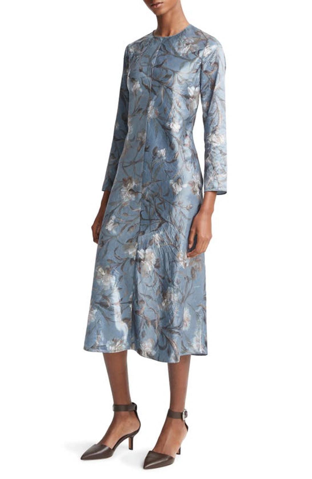 Night Carnation Crew Neck Dress In Blue Product Image