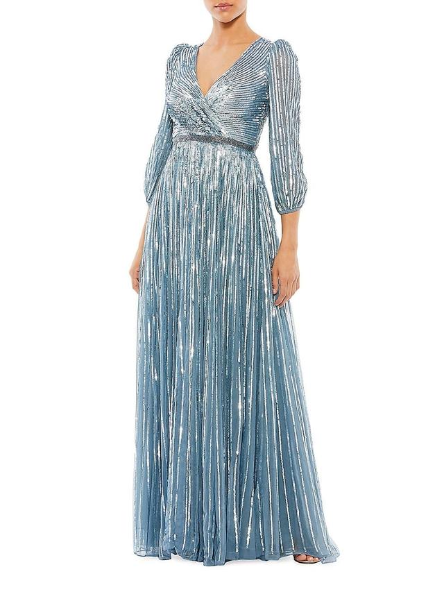 Womens Metallic Puff-Sleeve Gown Product Image