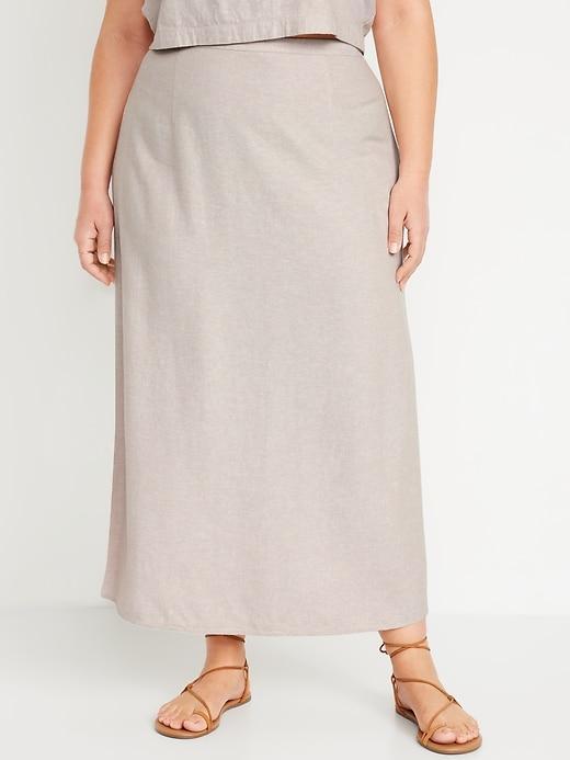 High-Waisted Linen-Blend Maxi Skirt Product Image