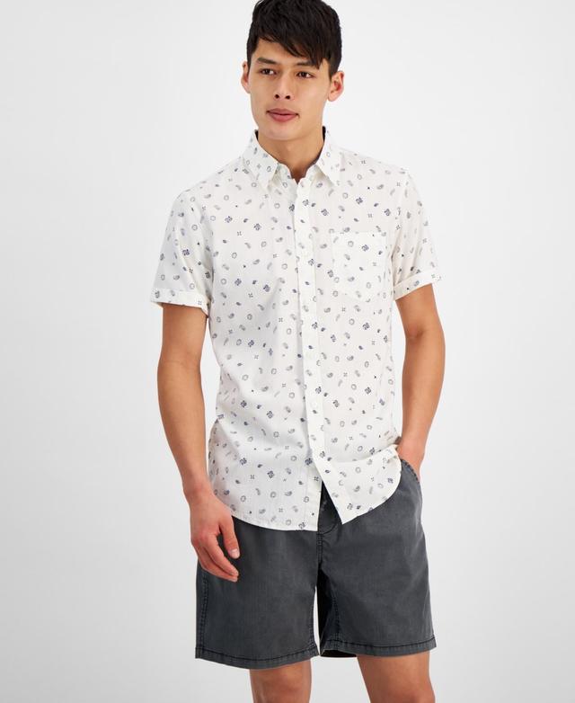 Sun + Stone Mens Carlos Bandana Toss Print Short-Sleeve Button-Up Shirt, Created for Macys Product Image