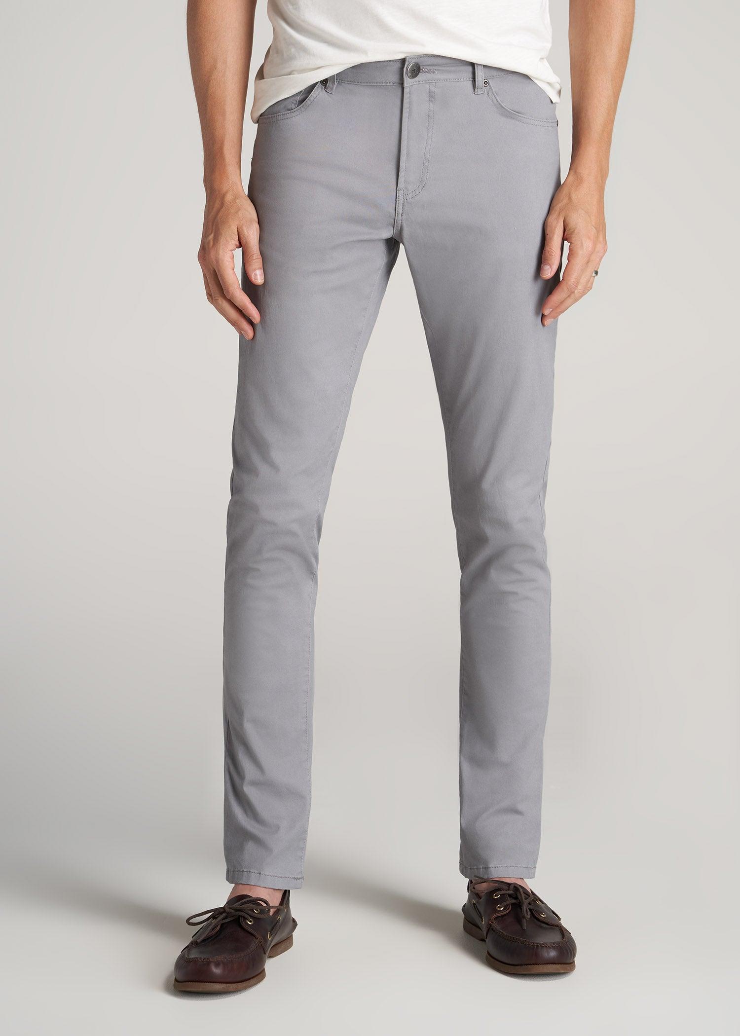 Carman TAPERED Fit Five Pocket Pants for Tall Men in Pebble Grey Product Image