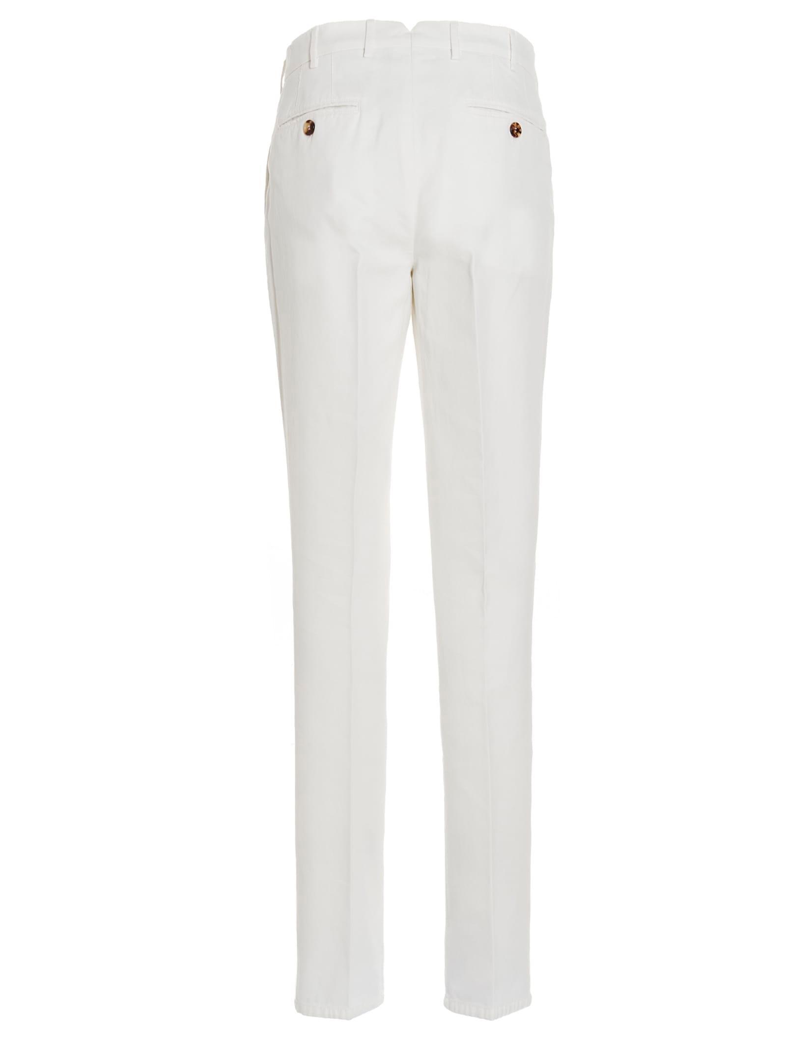 BRUNELLO CUCINELLI Cotton Gabardine Tailored Trousers In White Product Image