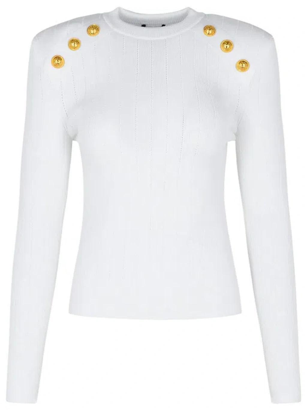 BALMAIN White Viscose Blend Sweater Product Image