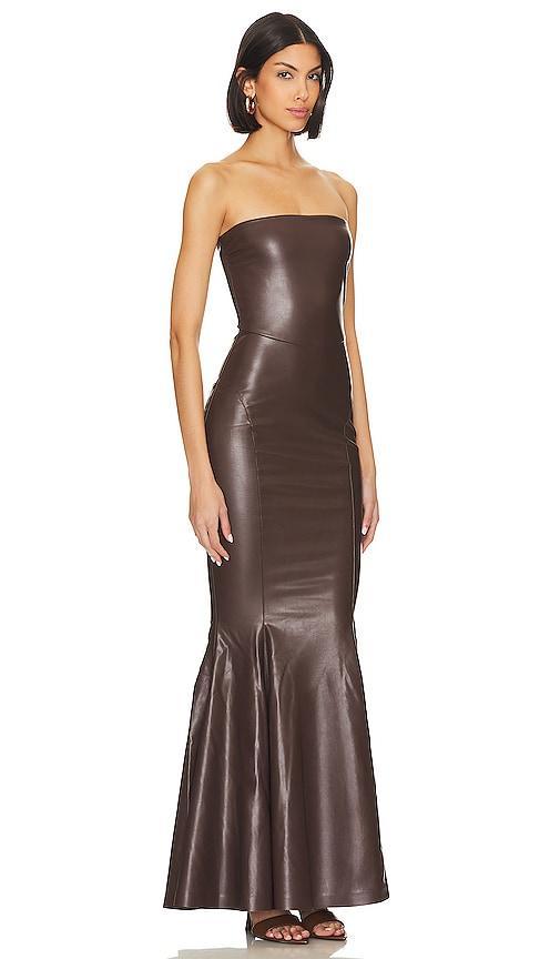 Womens Strapless Fishtail Faux Leather Gown Product Image