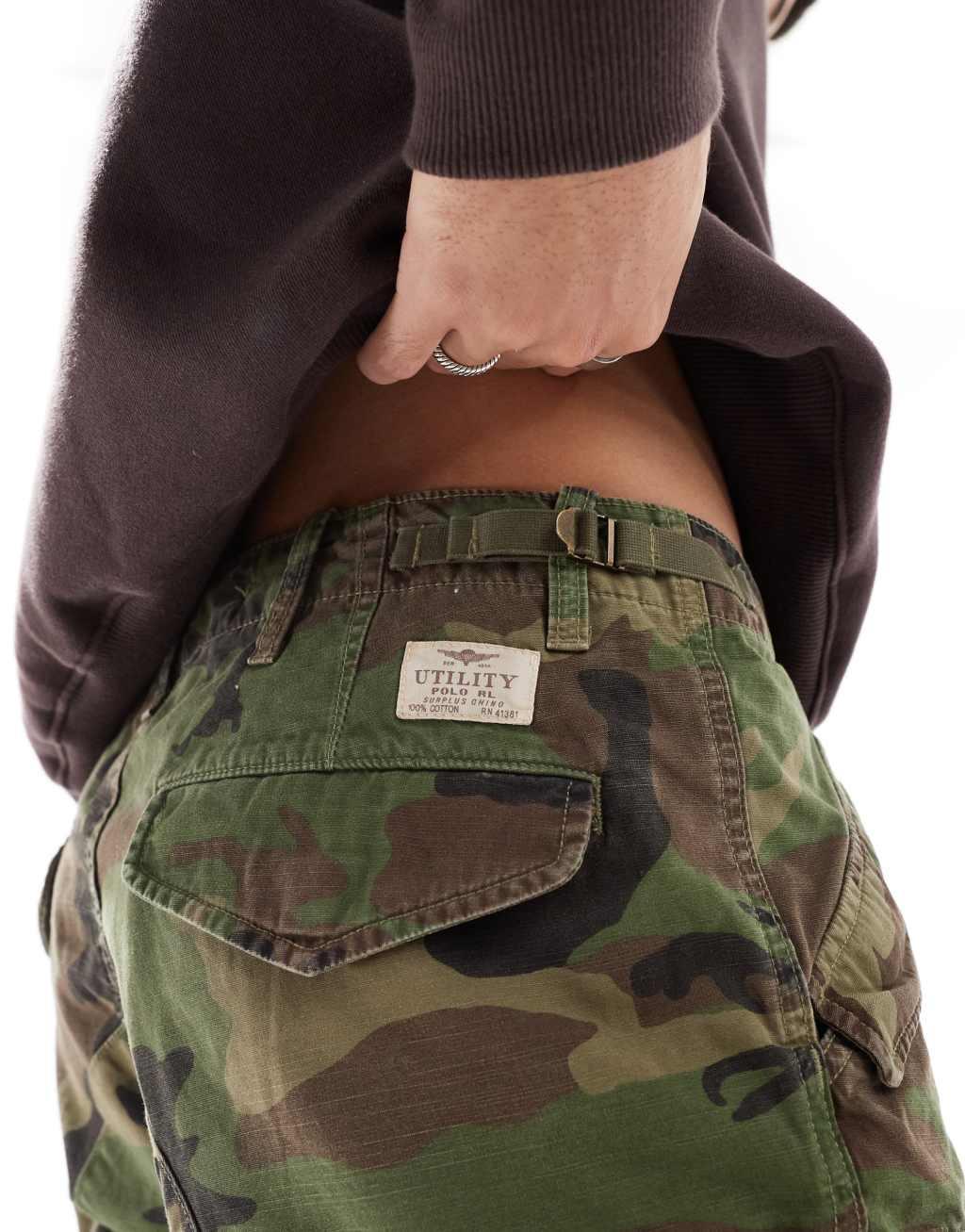 Polo Ralph Lauren surplus camo print slub canvas slim fit cargo pants in multi Product Image