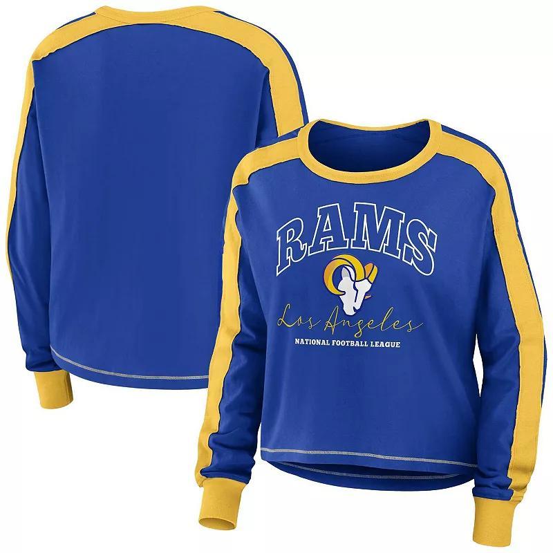 Womens WEAR by Erin Andrews Royal/Gold Los Angeles Rams Color Block Long Sleeve T-Shirt Product Image