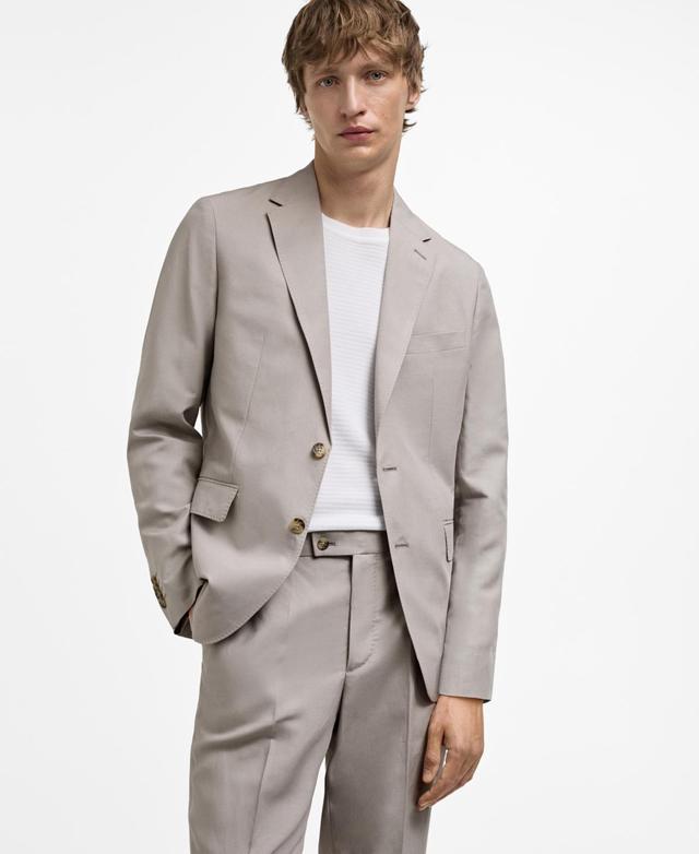 Slim-fit linen-blend suit blazer - Men | MANGO USA Product Image