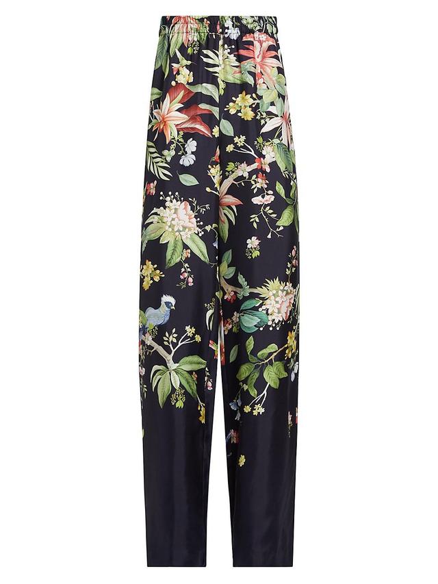 Womens Floral & Fauna Silk Pants Product Image