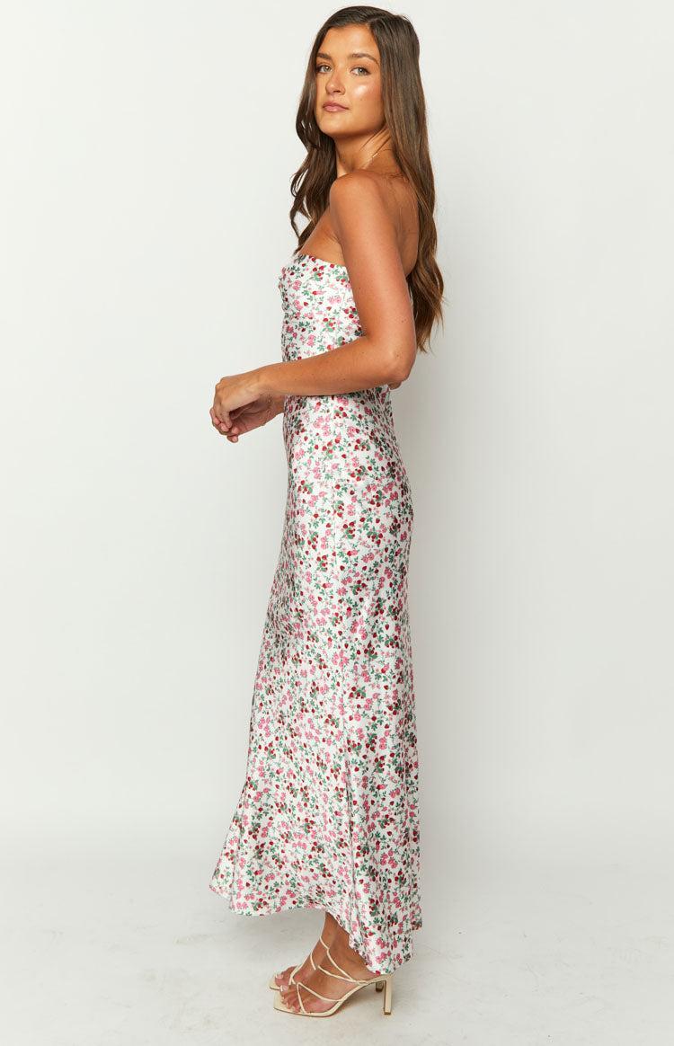 Abbie White Floral Maxi Formal Dress Product Image