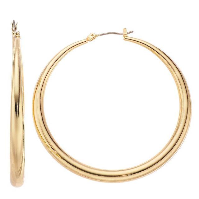 Nine West Gold Tone Tubular Hoop Earrings, Womens Product Image