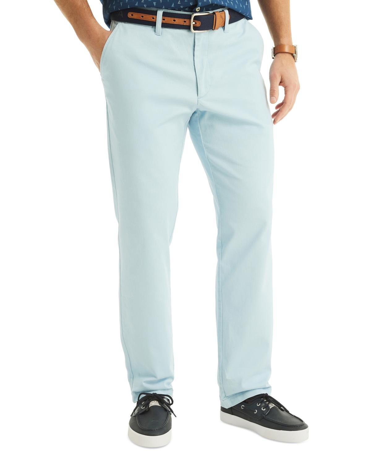 Nautica Mens Classic-Fit Stretch Solid Flat-Front Chino Deck Pants Product Image