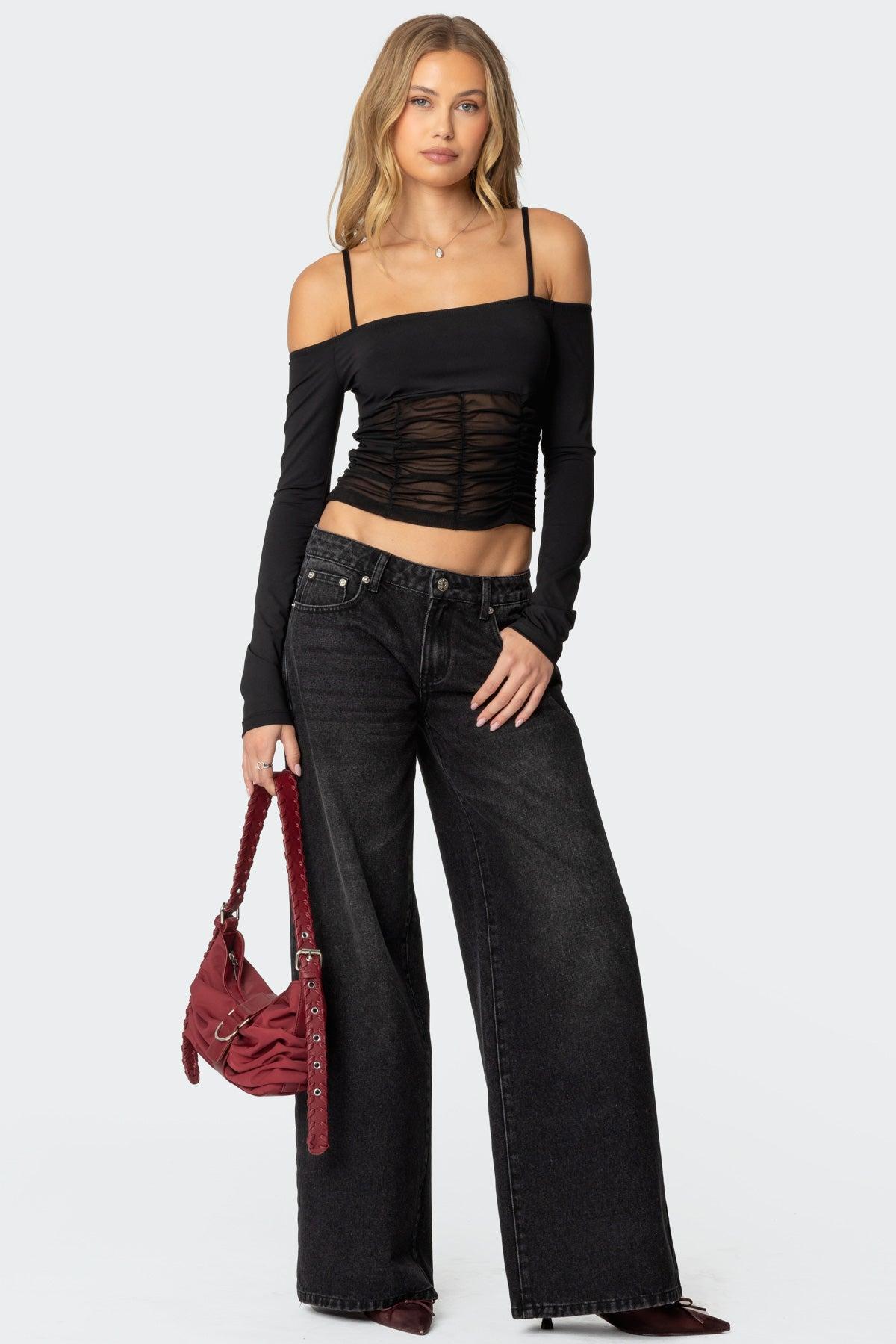 Susie Off Shoulder Mesh Top Product Image