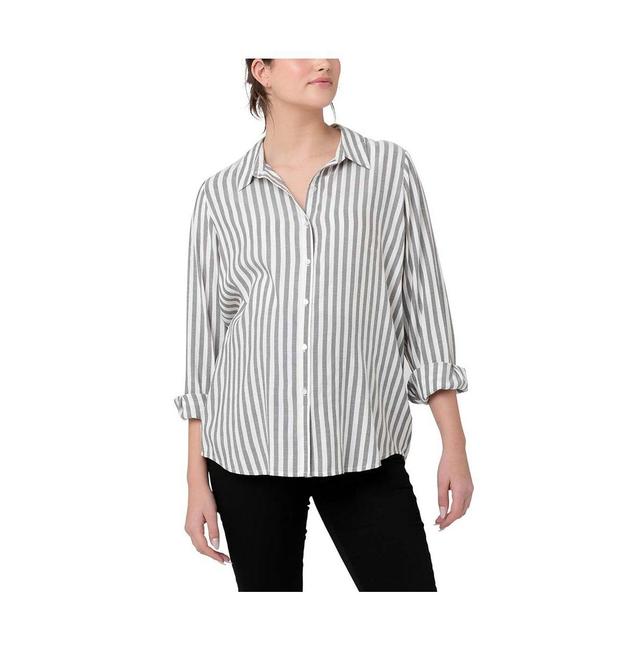 Ripe Maternity Womens Lou Button Up Stripe Shirt Black Black / white Product Image