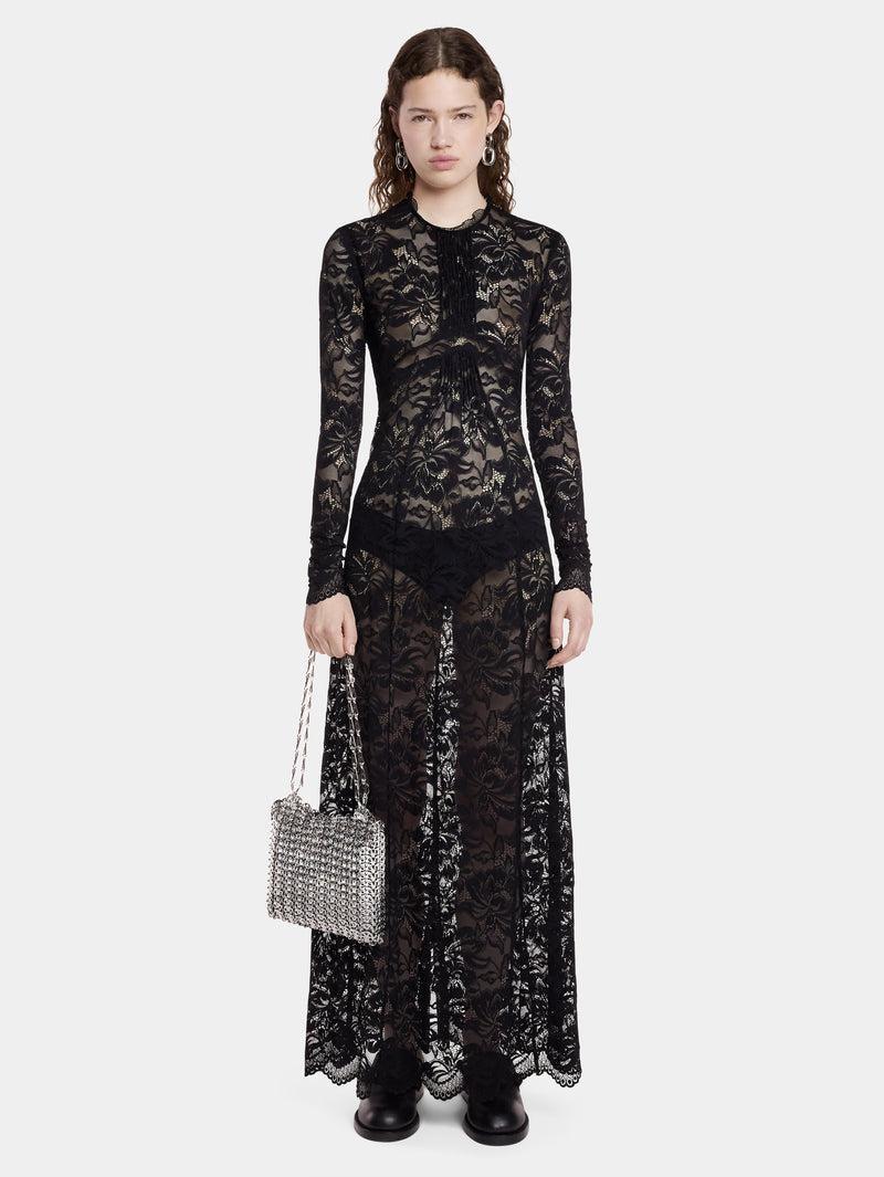 BLACK LONG DRESS IN LACE Product Image