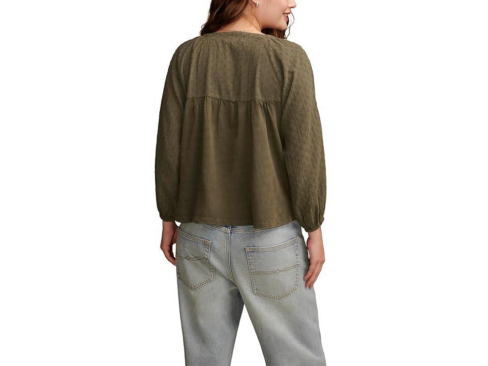 Women's Cotton Textured Peasant Blouse Product Image