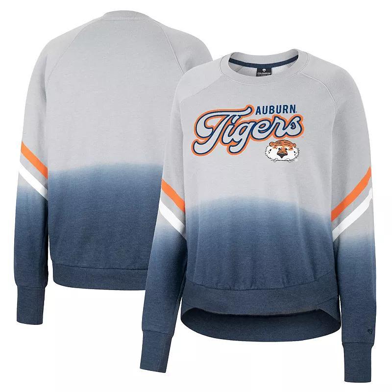 Womens Colosseum Gray Auburn Tigers Cue Cards Dip-Dye Raglan Pullover Sweatshirt Product Image