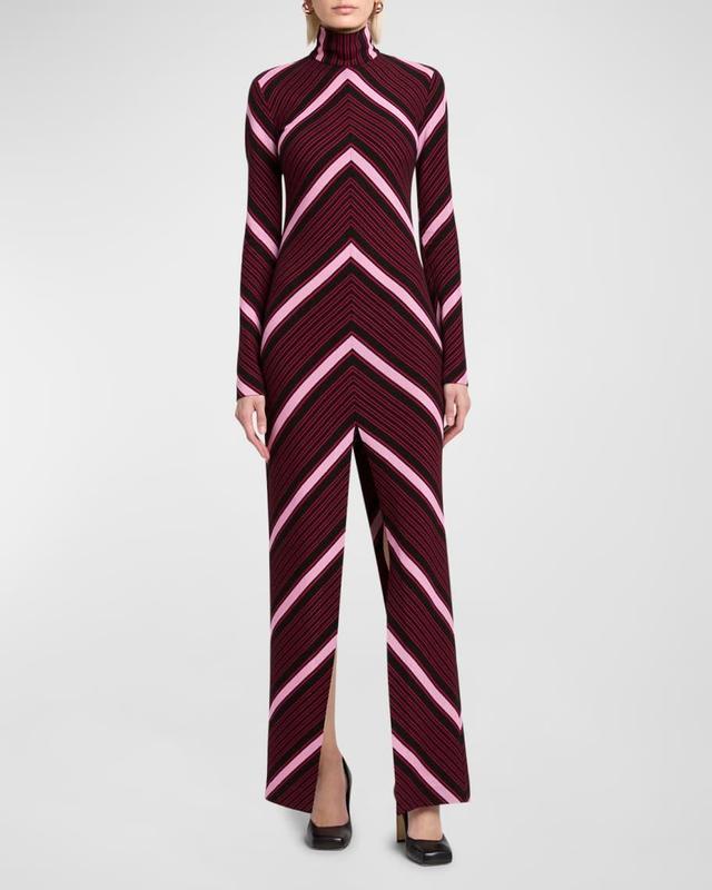 Turtleneck Chevron Slit Maxi Dress Product Image