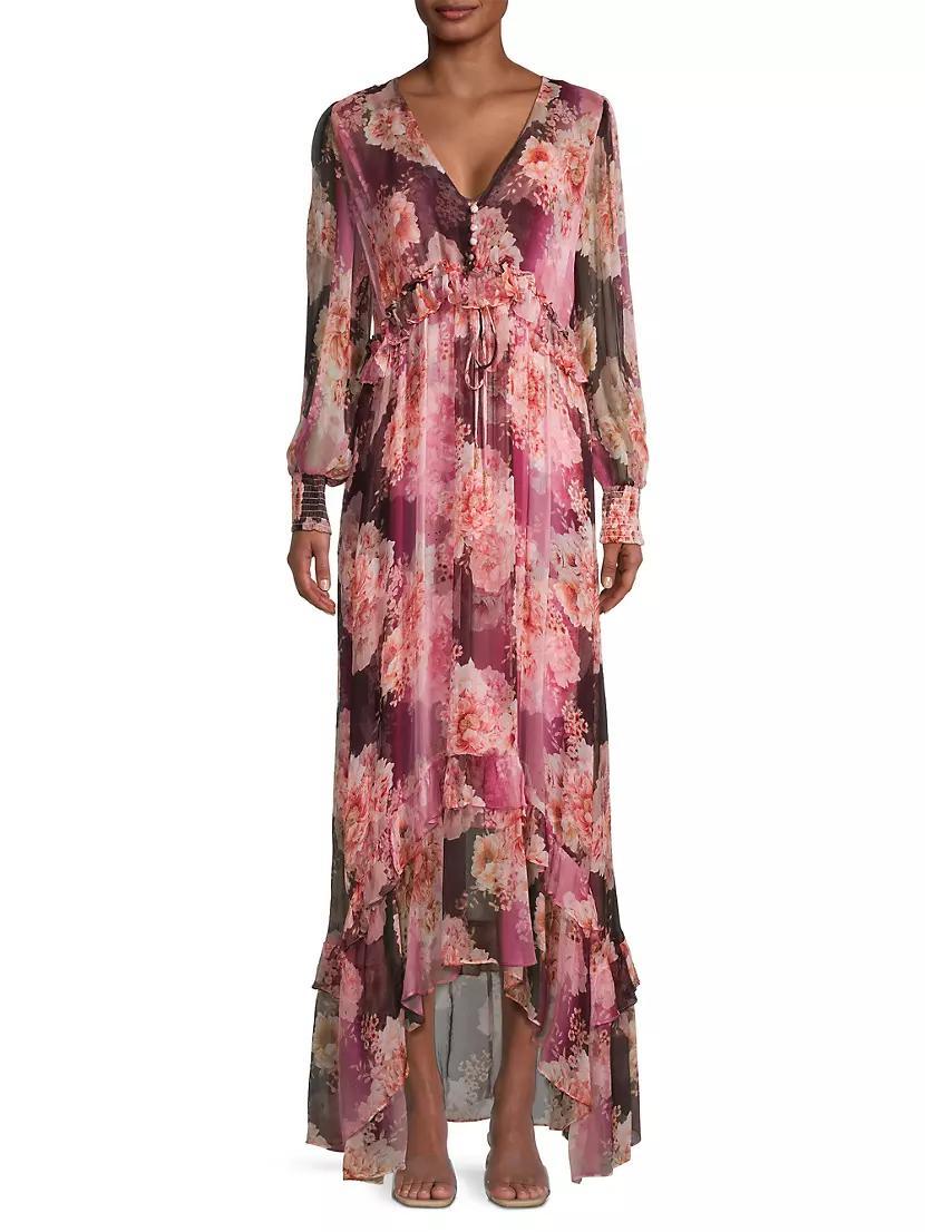 Carina Floral Silk Maxi Dress Product Image