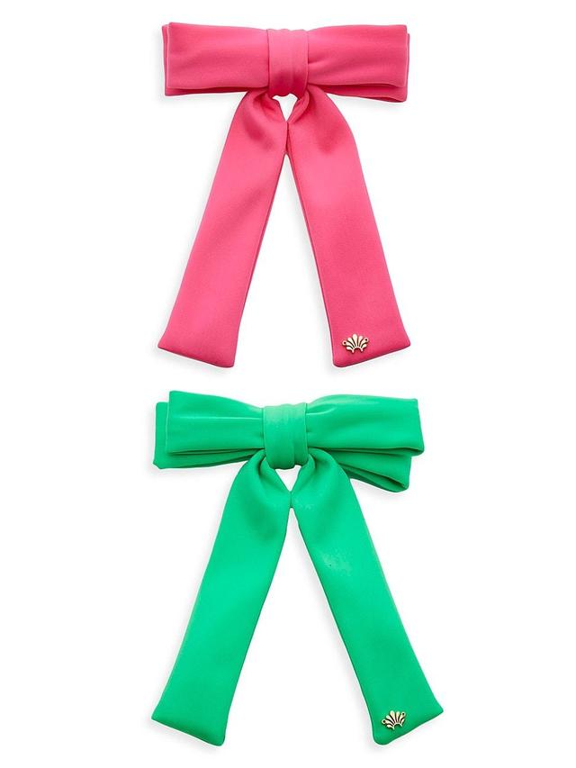 Womens Antoinette 2-Piece Neoprene Bow Barrette Set Product Image