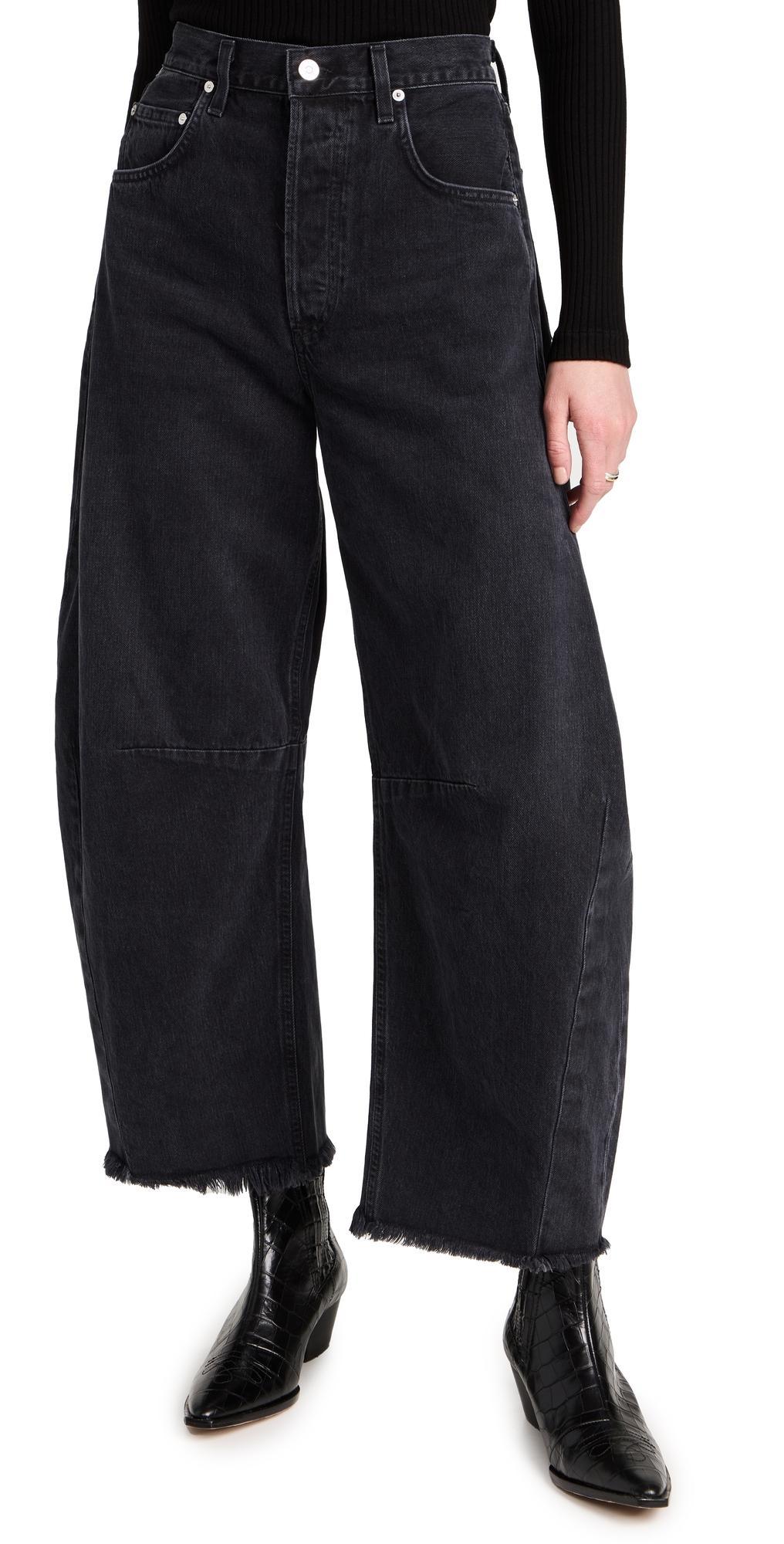 Horseshoe Cropped Raw Hem Jeans Product Image